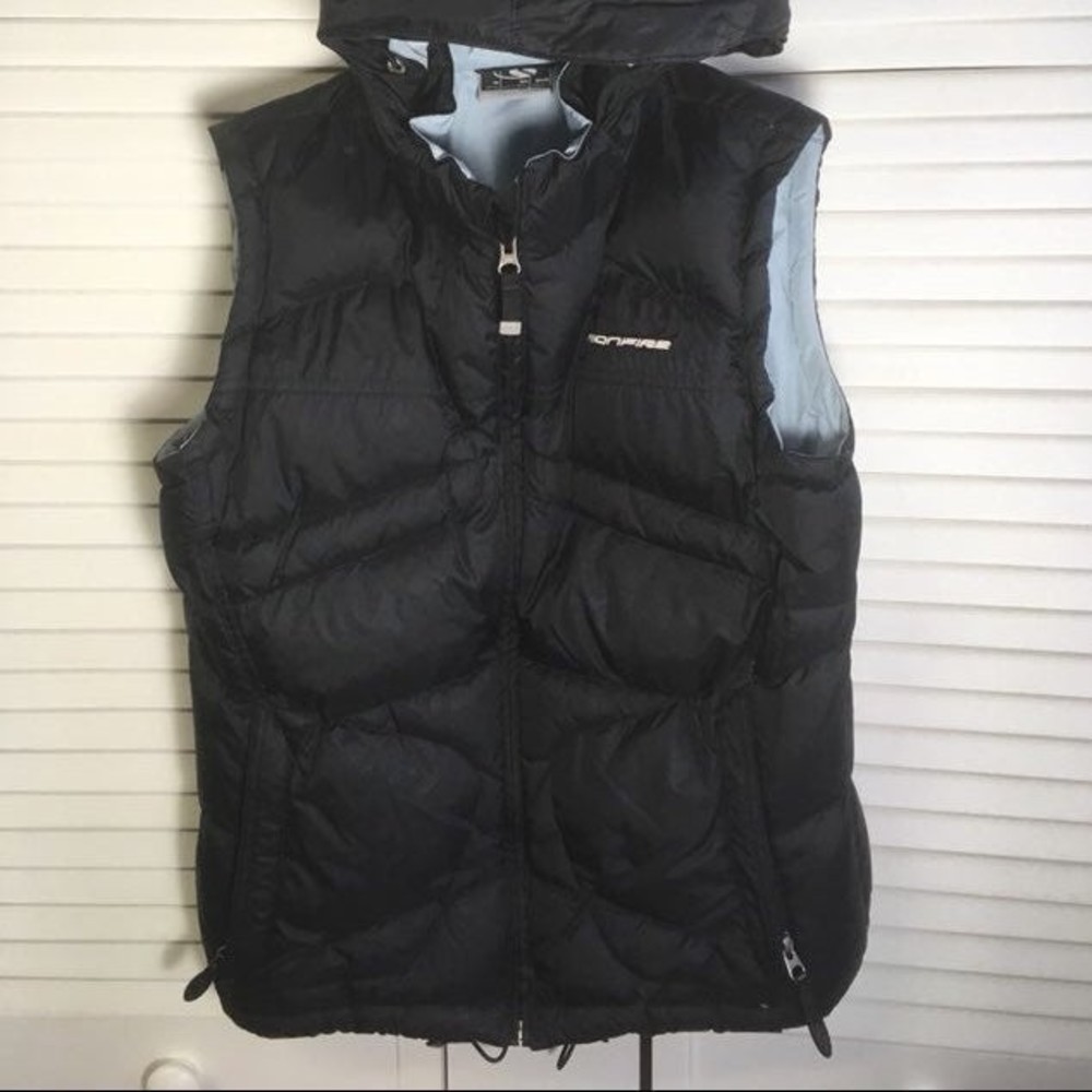 Bonfire size S Black Down Hooded Puffer Vest